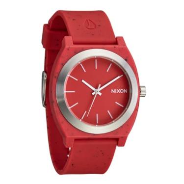 Imagem de NIXON Relógio Time Teller OPP A1361-100m à prova d'água unissex analógico moderno (mostrador de relógio de 40 mm, pulseira de PU/borracha de 20 mm), Vermelho, One Size, Time Teller OPP