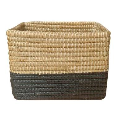 Imagem de Cesto Organizador Le em Rattan Colorido Retangular com Alça Tamanho Gr