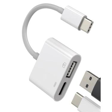 Imagem de Adaptador USB-C para USB A, carregador 2 em 1, cabo OTG, dongle compatível com Samsung para Apple para iPhone15 Pro Max Plus para iPad 10, Air4/5, Mini6, Pro 12,9, tipo MacBook, carregador