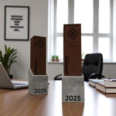 Imagem de Troféu Torre de madeira com base de concreto - 4 Dimension, 25 unidade