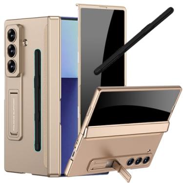 Imagem de YQODSZ Capa para Samsung Galaxy Z Fold 7 com suporte para caneta S e caneta stylus, capa fina de corpo inteiro com protetor de tela de privacidade, capa de dobradiça, suporte, antiarranhões