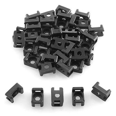 Imagem de DGZZI Suporte de arame para sela, 100 peças, preto, 4,5 mm de largura, tipo parafuso, forma de sela, suportes de amarrar, bases, clipes de cabo