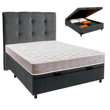 Imagem de Conjunto Cama Box Bau Blindado Casal + Colchão D23 D23 Inducol + Cabec