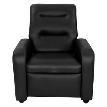 Imagem de Poltrona Classic em Linho Reclinável Matrix Cor Preto - Estrela Móveis
