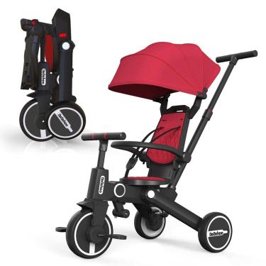 Imagem de Carrinho de triciclo Bebehoo dobrável para crianças de 1 a 5 anos vermelho