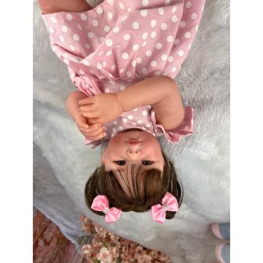 Imagem de Bebe Reborn Menina Cabelo Fio A Fio Corpinho Tecido