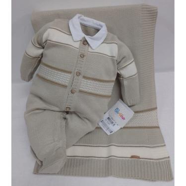 Imagem de Saída Maternidade Luxo Bebê Menino Malha Tricô Paraiso 16901