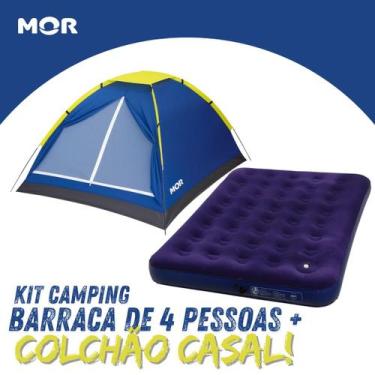 Imagem de Kit Completo para Camping com Barraca Grande para 4 Pessoas e Colchão 