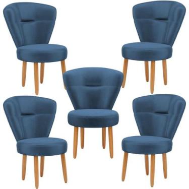 Imagem de Conjunto 5 Cadeiras para Sala de Espera Cozinha Decorativa Tecido Velu