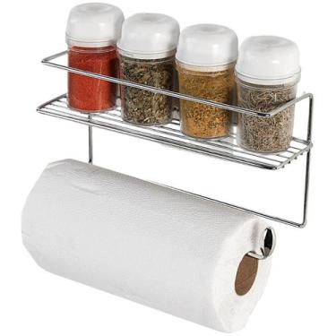Imagem de Prateleira C/ Potes Temperos Condimentos Suporte P/ Rolo De Papel Toal