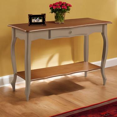 Imagem de Aparador Para Sala Com 1 Gaveta E Prateleira Pés Luiz Xv - Amêndoa Laca Com Tampo E Prateleira Imbuia Glazer