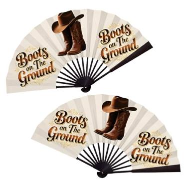 Imagem de ishenkea 2 peças de ventilador de mão de botas no chão, 33 cm para dança de linha, ventilador de clack para dança, festa, decoração, festival (A)