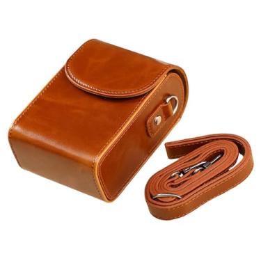 Imagem de Generic Bolsa tiracolo para câmera, estojo prático pequeno de couro sintético leve à prova d'água para transporte profissional, capa protetora transversal, Marrom