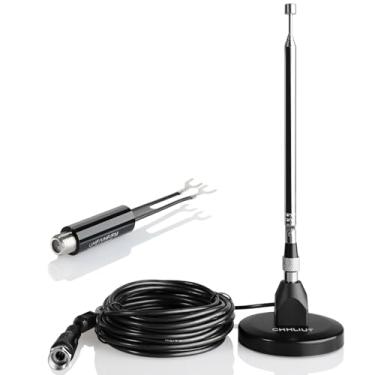 Imagem de CHHLIUT Antena FM para receptor estéreo – base magnética, cabo coaxial de 4,9 m, retrátil, recepção FM perfeita para sistema de home theater