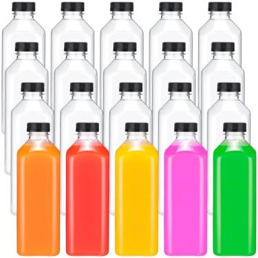 Imagem de Didaey 10 garrafas de suco de plástico de 945 ml com tampas a granel, garrafas de suco vazias transparentes com tampas, recipientes de bebidas reutilizáveis para freezer, geladeira, leite, vitaminas