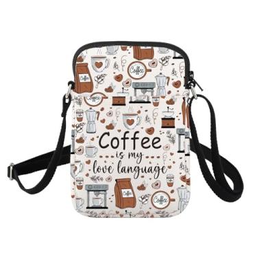 Imagem de FUSTMW Bolsa transversal com estampa de café, presentes de café para amantes de café, presentes de cafeína para baristas, bolsa tiracolo, Saco de café C, Tendência