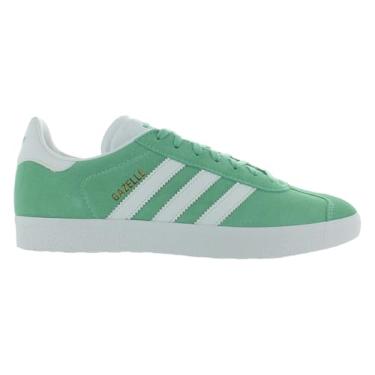 Imagem de adidas Originals Gazelle Tênis feminino para uso interno, Pulse Mint/Cloud Branco/Dourado Metálico, 39