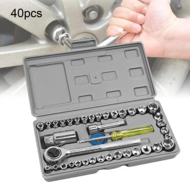 Imagem de Jogo Soquete Kit 40 Peças Chave Catraca Reversível