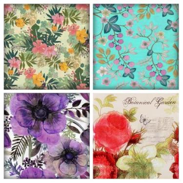 Imagem de 20 guardanapos sortidos para decoupage guardanapos de papel decorativos com 4 estilos vintage floral guardanapos de coquetel papel de seda para artesanato DIY, confecção de cartões, diário de lixo