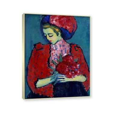 Imagem de NHLDZYH Moldura champanhe. Alexej von Jawlensky, impressão clássica, (peónia para meninas), decoração de parede para cozinha, quarto. 60x80cm