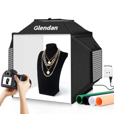Imagem de Glendan Upgrade Professional Portable Photo Studio Light Box with 1222 LED Lights, 20x20 Soft Box, 4 Color PVC Backdrops for Jewelry and Product Photography