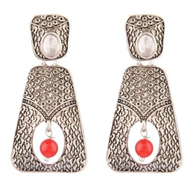Imagem de Efulgenz Brincos femininos indianos oxidados, vintage, tribal, antigo, cristal, falso, pérola, pendente