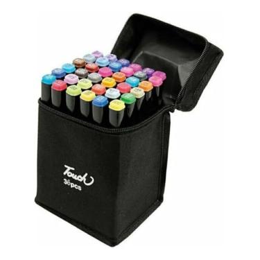 Imagem de Conjunto de Canetinhas Touch, com Estojo Para Colorir Desenho Ponta Dupla, Escolar,