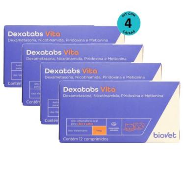 Imagem de Dexatabs Vita Para Cães E Gatos 1mg Com 12 Comp Kit Com 4 cx - Biovet