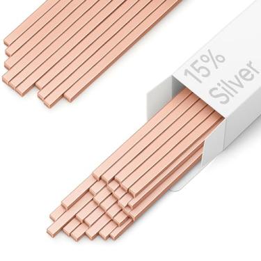 Imagem de 40 varetas de brasagem 15% prata – Hastes planas de solda de cobre Phos para HVAC, ar condicionado, geladeira – AWS BCuP-5 liga de solda prata 0,050 x 1/20.3 cm x 25.4 cm (40 peças)