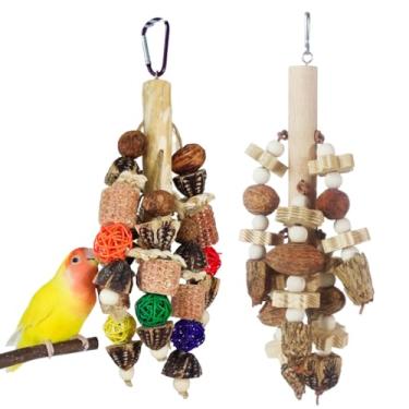 Imagem de Brinquedos de papagaio, brinquedos de mastigar pássaros de nozes naturais para papagaios pequenos e médios Lovebird Quaker Conure Budgie Calopsita - Ideal para a saúde do bico e dos pés de pássaros (2