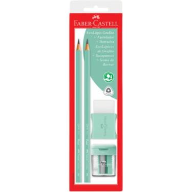 Imagem de Kit lápis grafite com apontador e borracha Faber-Castell, escolha a co