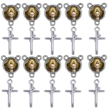 Imagem de Crucifixo + Entremeio Jesus Manietado 40 Peças para terço - Tudo Em Me