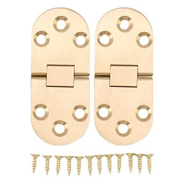 Imagem de Dobradiça de Aba de Latão de 180 Graus de, Dobradiça de Mesa Dobrável Com Acabamento Dourado Elegante Com Parafusos - 2 Conjuntos para Mesa de Centro, Janela, Armário (2,0