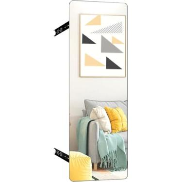 Imagem de Espelho Com Trilhos Deslizantes, Espelho De Corpo Inteiro Deslizante E Giratório Embutido No Guarda-roupa, Espelho Grande Em Tela Cheia, Espelho Invisível Adequado Para G, Black, 90x35cm
