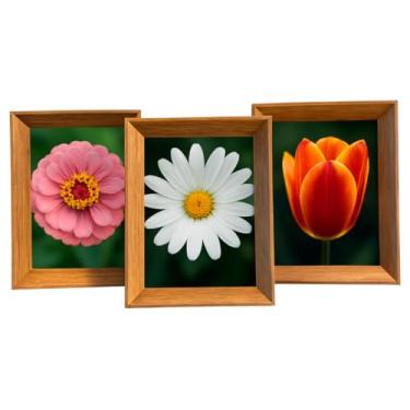 Imagem de Kit 3 Porta Retratos Estilo Cor De Madeira10 Cm X 15 Cm Decoração Para Casa Luxo Foto Moldura Antiga