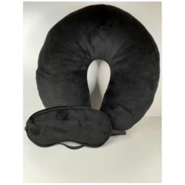 Imagem de Almofada de Pescoço para Viagem com Máscara para Dormir, Conjunto de Travesseiro em U, Preto