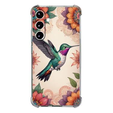 Imagem de Beaucov Capa para Galaxy S25 FE, beija-flor colorida mandala flores proteção contra quedas capa à prova de choque TPU capa protetora de corpo inteiro resistente a arranhões para Samaung Galaxy S25 FE