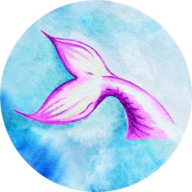 Imagem de Painel de Lona Redondo Sereia Cauda Aquarelada Lilás - Fabrika De fest