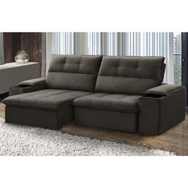 Imagem de Sofá Retrátil e Reclinável França 230 Cm com Porta Copos e Objetos - F