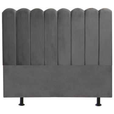 Imagem de Cabeceira Nuvem Cama King 195 Cm Alanis Suede Cinza Escuro
