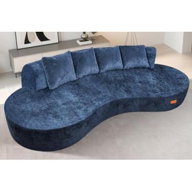 Imagem de HABUTWAY Sofá combinado curvo, namoradeira, azul