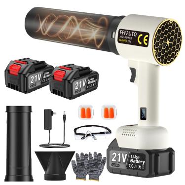 Imagem de Mini soprador de folhas portátil sem fio com bateria de 2 × 4,0 Ah e carregador, 600.000 RPM, bocal estendido, soprador de jato turbo pequeno e leve para pátio, gramado, quintal, folhas de neve e