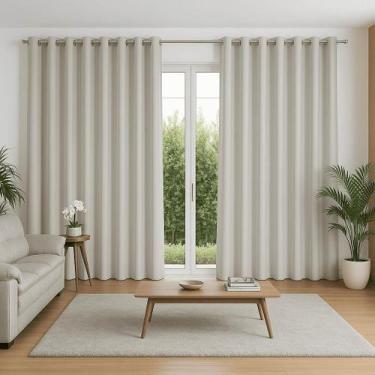 Imagem de Cortina Porta 6 Metros Blackout Tecido Grosso Para Varão 6,00x2,70 - M