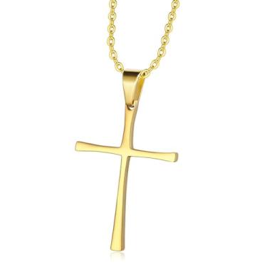 Imagem de Akascord Colar de cruz para homens, colar com pingente de cruz, correntes de aço inoxidável, colar de prata esterlina, corrente de cruz, corrente de elos para meninos velozes e furiosos, Large, Aço