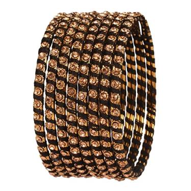 Imagem de Touchstone Nova coleção de pingentes de fio de seda indiano Bollywood fio de seda tecido à mão strass joias pulseira conjunto de 8 para mulheres., Seda, Sem pedras preciosas