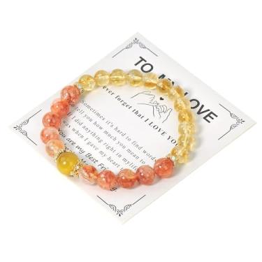 Imagem de L&J JEWELRY Pulseira de pedra preciosa de cristal natural, traz cura de cristal, aumenta a confiança e vitalidade, manifestação de amor e romance, chacra coração de pedra rosa, pulseira elástica