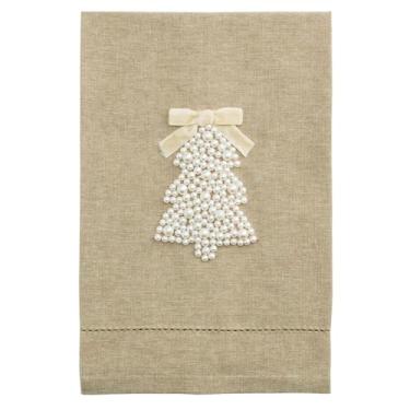 Imagem de Mud Pie Árvore de Natal branca toalha de pérola de Natal