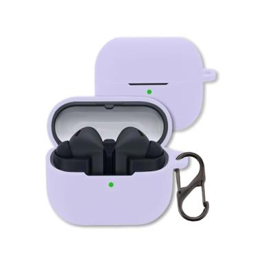 Imagem de Capa para fones de ouvido Samsung Galaxy Buds 3 FE, capa protetora de silicone macio FJIASTB com mosquetão, à prova de choque (roxa)