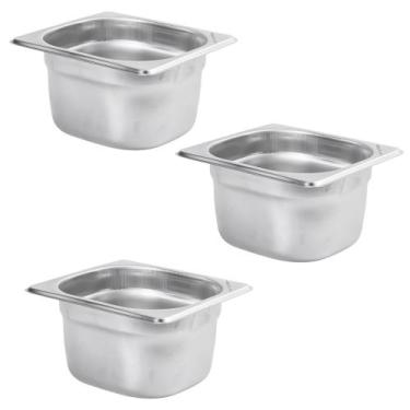 Imagem de Kit Três Cubas Gastronomica Padrão Gn 1/6 100mm sem Alça Com tampa Wec