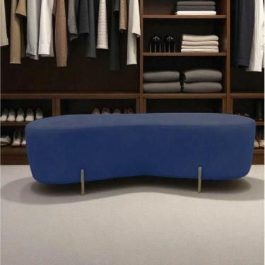 Imagem de Puff Decorativo Orgânico Alana Suede Azul Marinho - Mansão Decor